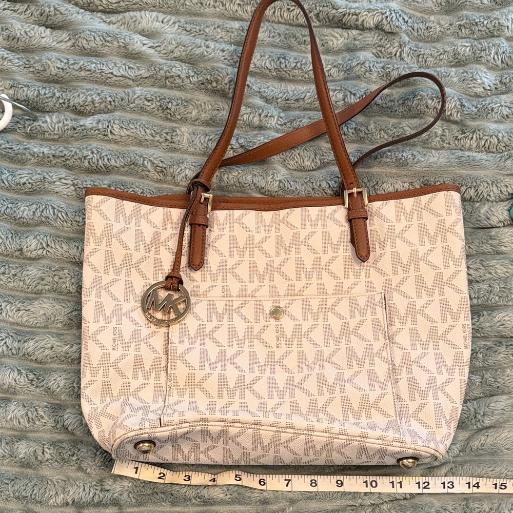 Michael Kors Beige and Brown Logo Tote